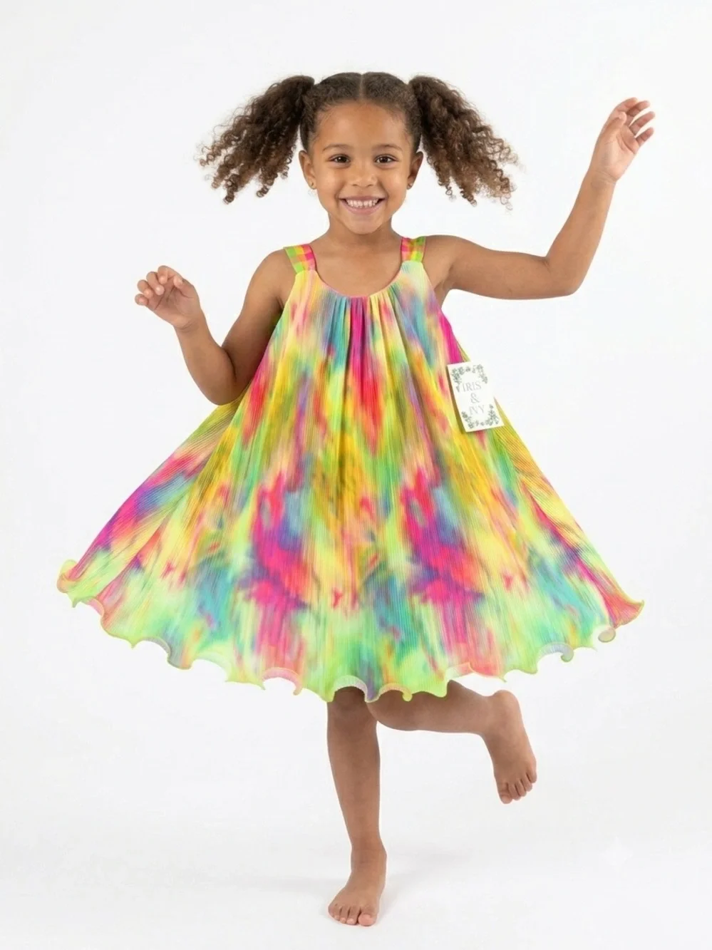 Iris & Ivy Girls Tie Dye Pleated Dress Size 6X Multi-Color